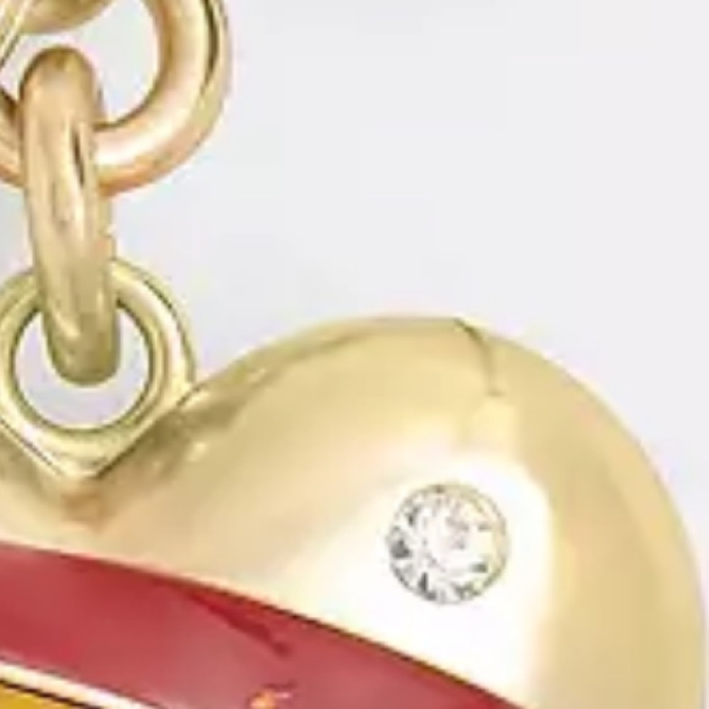 Coach heart bag charm key fob keychain brass and enamel W/ dust bag NWT - Picture 7 of 14